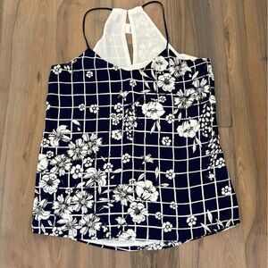 Express Navy and White Floral Camisole